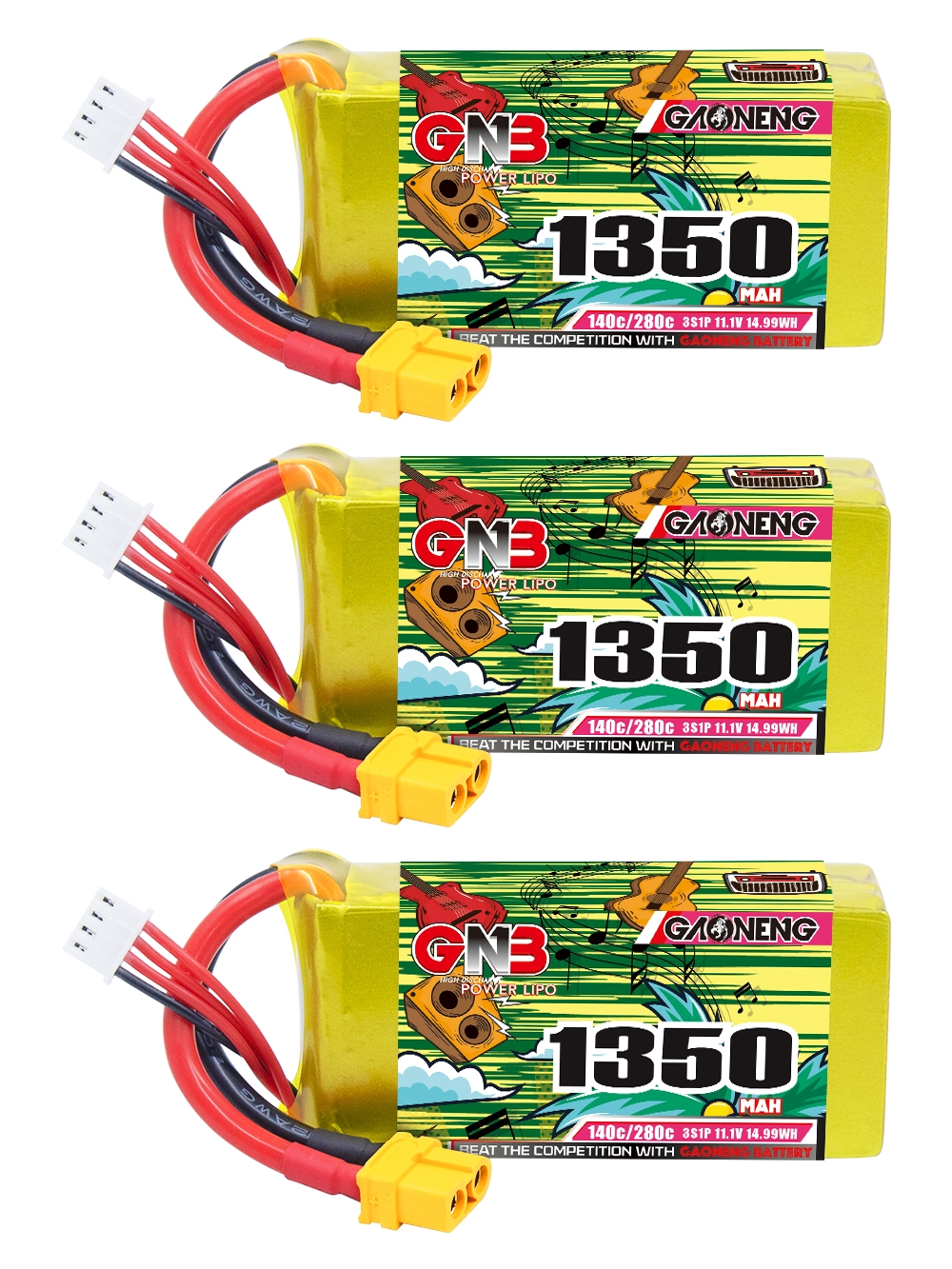GAONENG GNB 3S 11.1V 1350mAh 140C XT60 LiPo Battery
