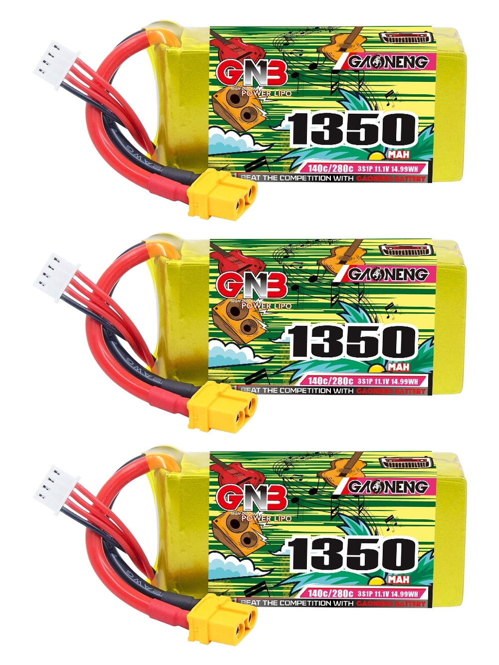GAONENG GNB 3S 11.1V 1350mAh 140C XT60 LiPo Battery