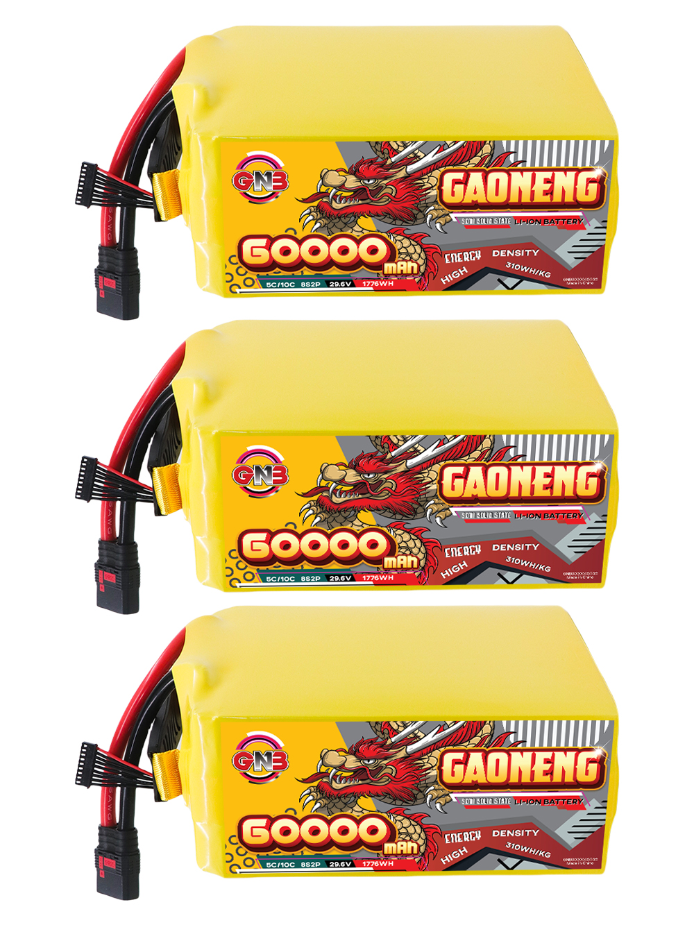 GAONENG GNB 60000mah 8S 29.6V 5C QS8 Semi Solid State Li-ion Battery 310WH/kg