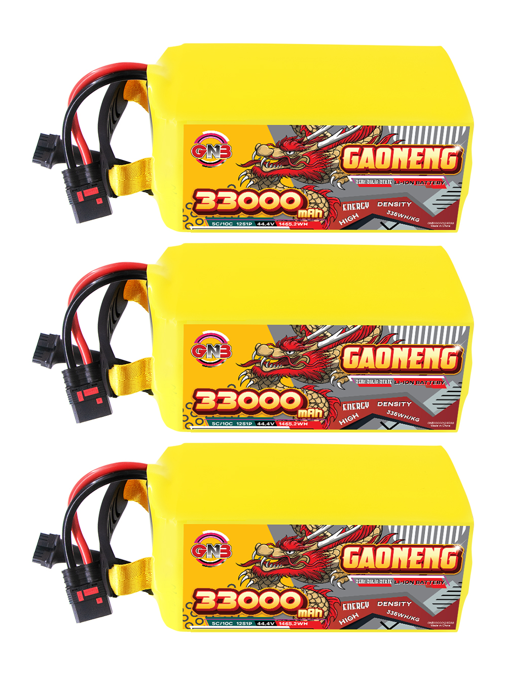 GAONENG GNB 33000mah 12S 44.4V 5C QS8 Semi Solid State Li-ion Battery 335WH/kg