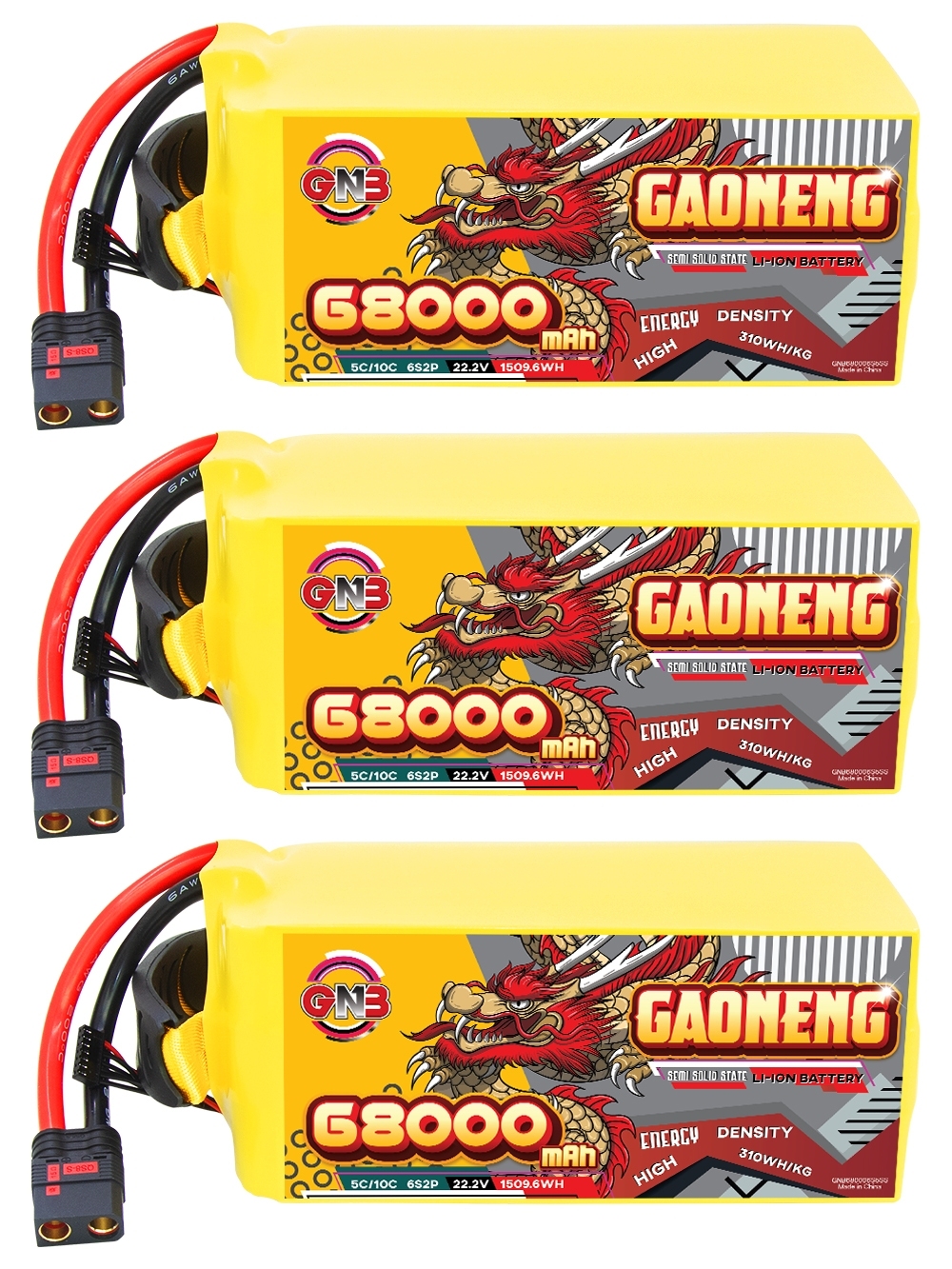 GAONENG GNB 68000mah 6S 22.2V 5C QS8 Semi Solid State Li-ion Battery 310WH/kg 