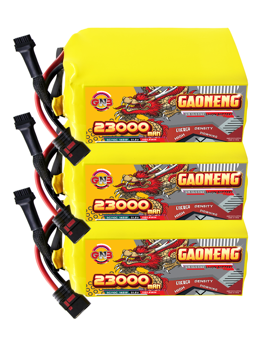 GAONENG GNB 23000mah 14S 51.8V 5C QS8 Semi Solid State Li-ion Battery 310WH/kg