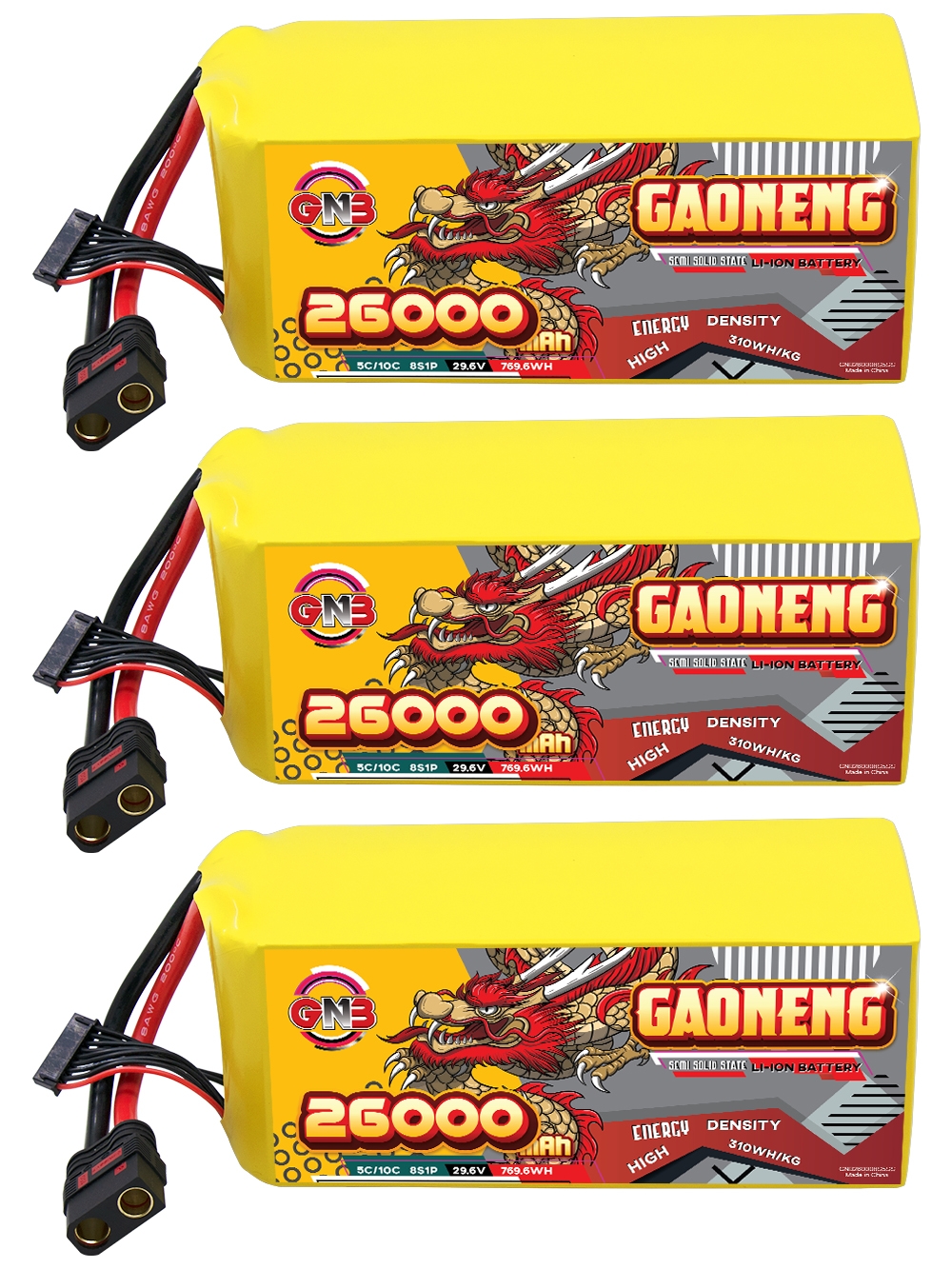 GAONENG GNB 26000mah 8S 29.6V 5C QS8 Semi Solid State Li-ion Battery 310WH/kg