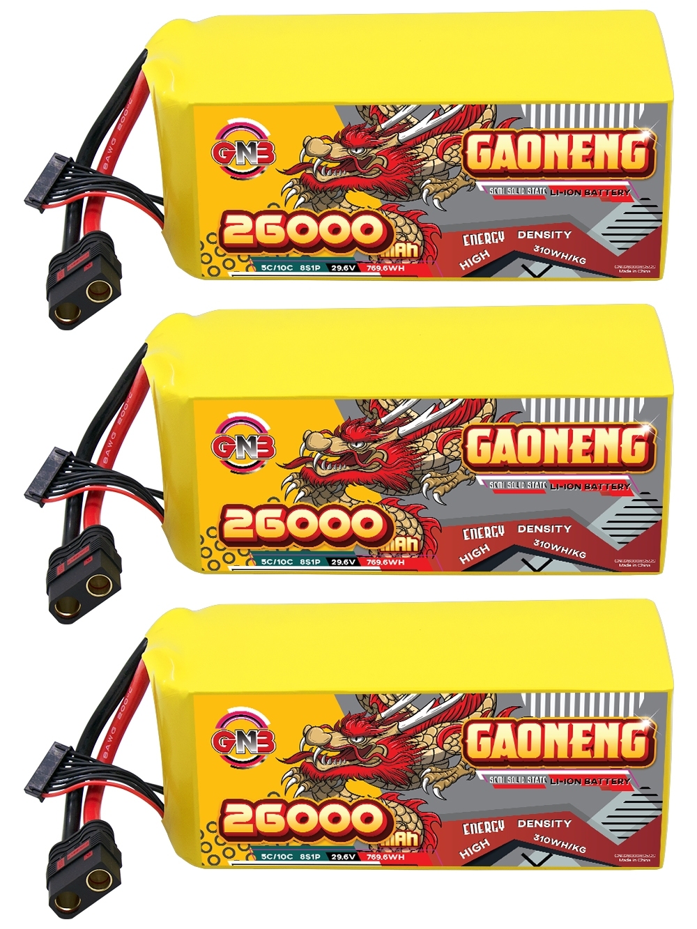 GAONENG GNB 26000mah 8S 29.6V 5C QS8 Semi Solid State Li-ion Battery 310WH/kg