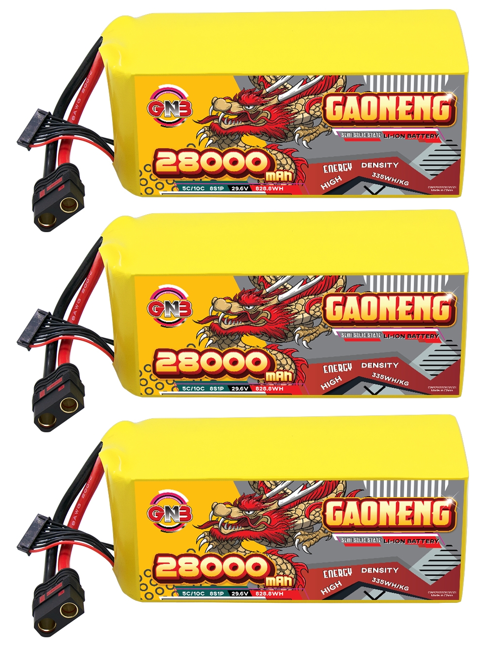 GAONENG GNB 28000mah 8S 29.6V 5C QS8 Semi Solid State Li-ion Battery 335WH/kg