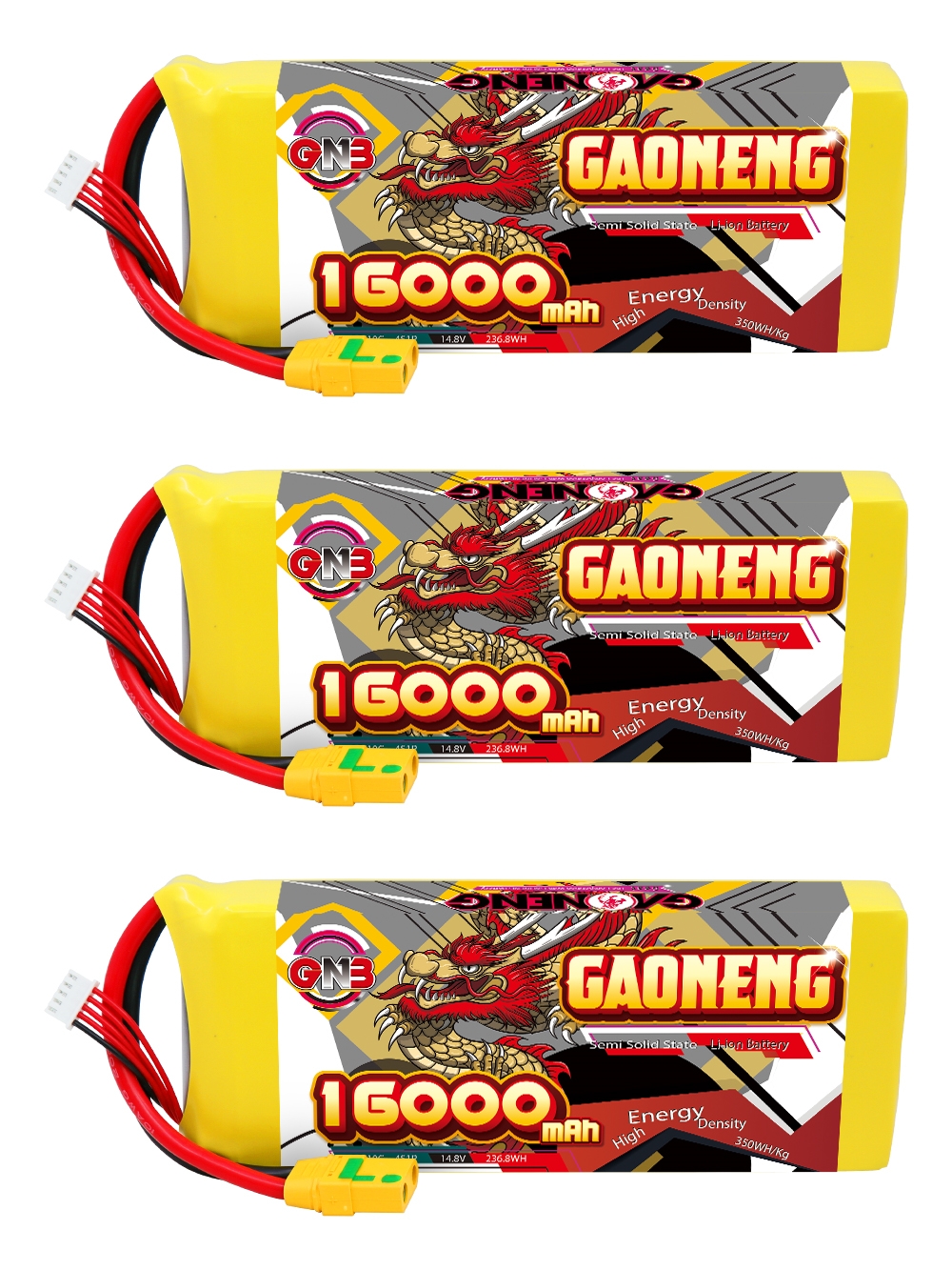 GAONENG GNB 16000mah 4S 14.8V 5C XT90S Semi Solid State Li-ion Battery 350WH/kg