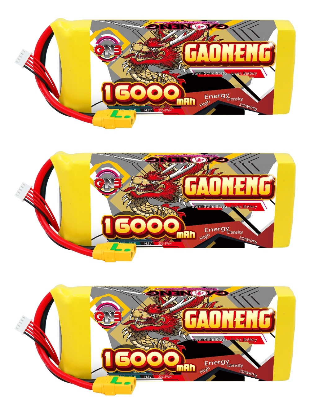 GAONENG GNB 16000mah 4S 14.8V 5C XT90S Semi Solid State Li-ion Battery 350WH/kg