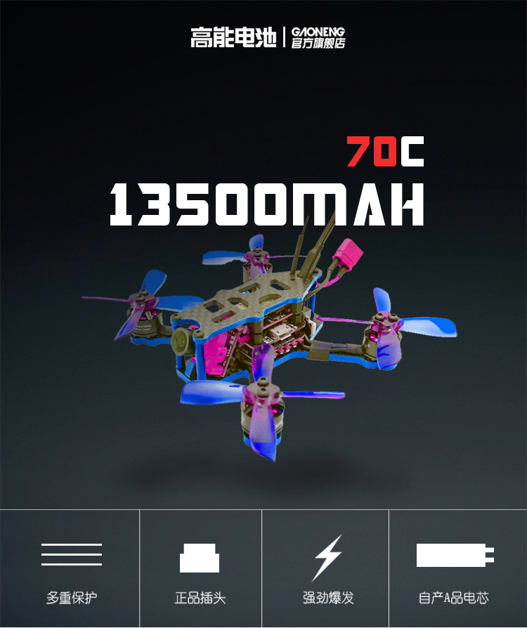 GAONENG GNB 12S2P 45.6V HV 13500mAh 70C RC LiPo Battery QS8