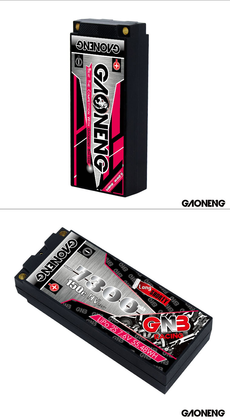 GAONENG GNB LiHV 2S 7.6V 7300mAh 150C LCG Hard Case LiPo Battery