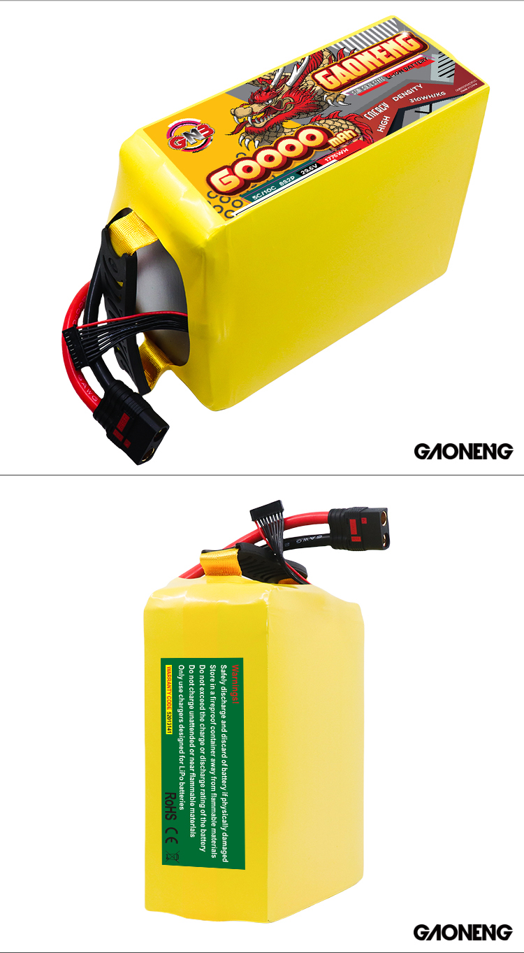 GAONENG GNB 60000mah 8S 29.6V 5C QS8 Semi Solid State Li-ion Battery 310WH/kg