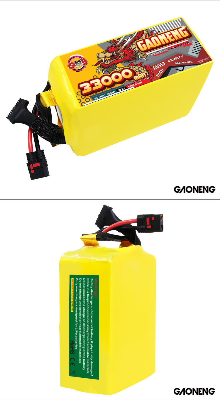GAONENG GNB 33000mah 16S 59.2V 5C QS8 Semi Solid State Li-ion Battery 335WH/kg