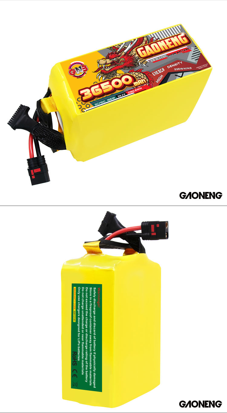 GAONENG GNB 36500mah 16S 59.2V 5C QS8 Semi Solid State Li-ion Battery 335WH/kg