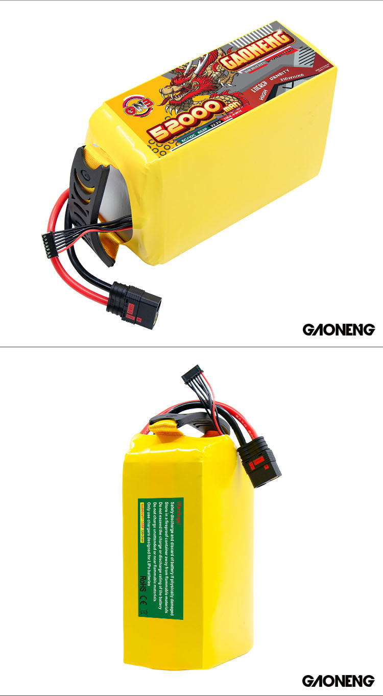 GAONENG GNB 52000mah 6S 22.2V 5C QS8 Semi Solid State Li-ion Battery 310WH/kg