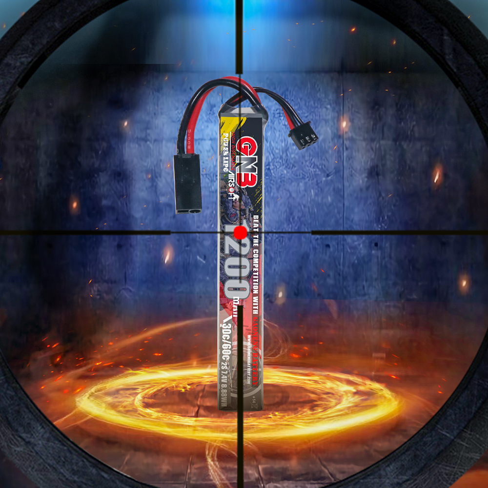 2PCS - GAONENG GNB 2S 7.4V 1200mAh 30C Mini Tamiya LiPo Battery for AirSoft