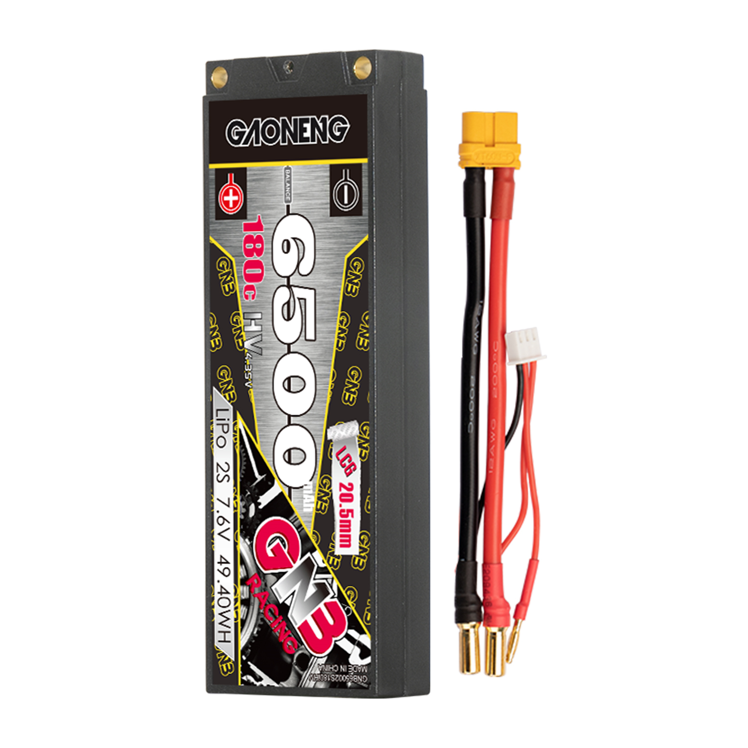 GAONENG GNB 2S 7.6V 6500mAh 180C  5mm Bullet Hard Case LiPo Battery LCG
