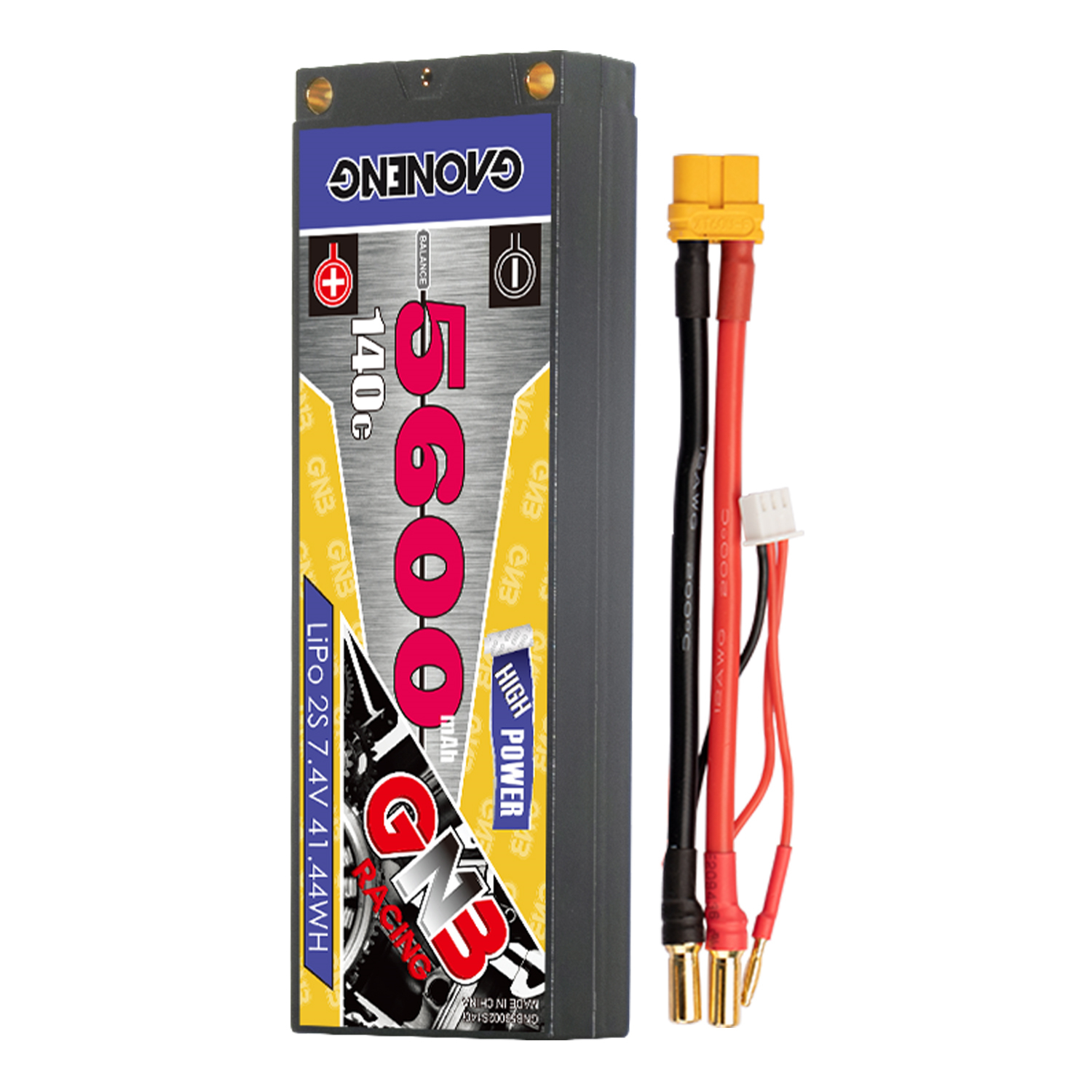 GAONENG GNB 2S 7.4V 5600mAh 140C LCG 5mm Bullet Hard Case LiPo Battery