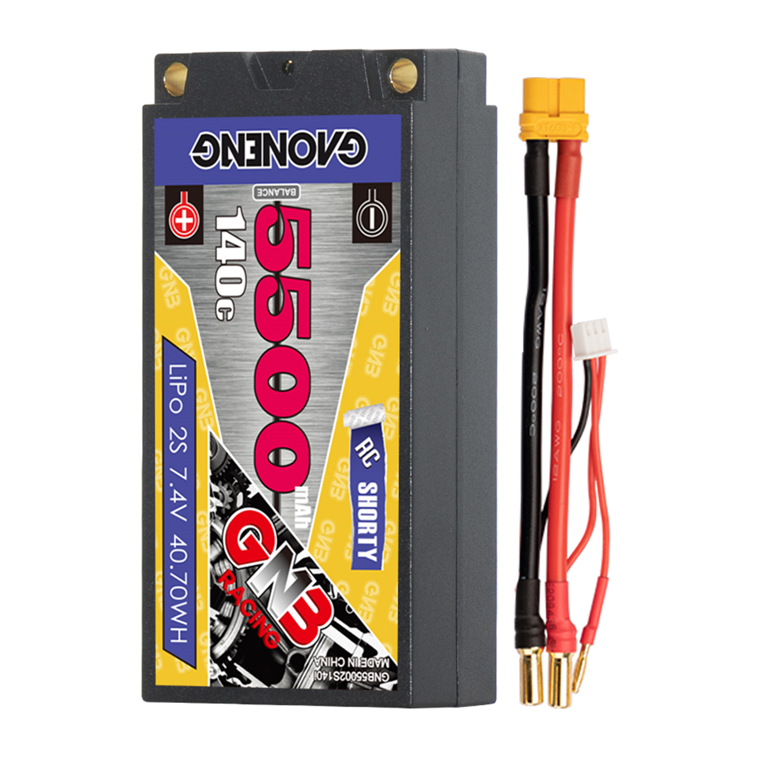 GAONENG GNB LiHV 2S 7.6V 6600mAh 150C Shorty Pack HardCase RC Car LiPo
