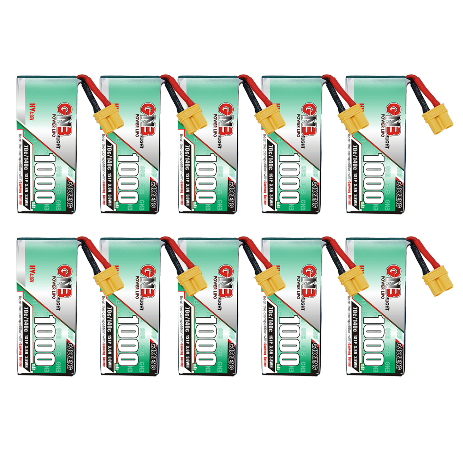 GAONENG GNB LiHV 1S 3.8V 1000mAh 70C XT30 Cabled LiPo Battery Long Range