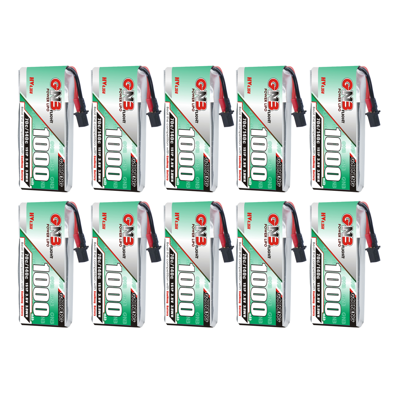 GAONENG GNB LiHV 1S 3.8V 1000mAh 70C A30 Cabled LiPo Battery Long Range