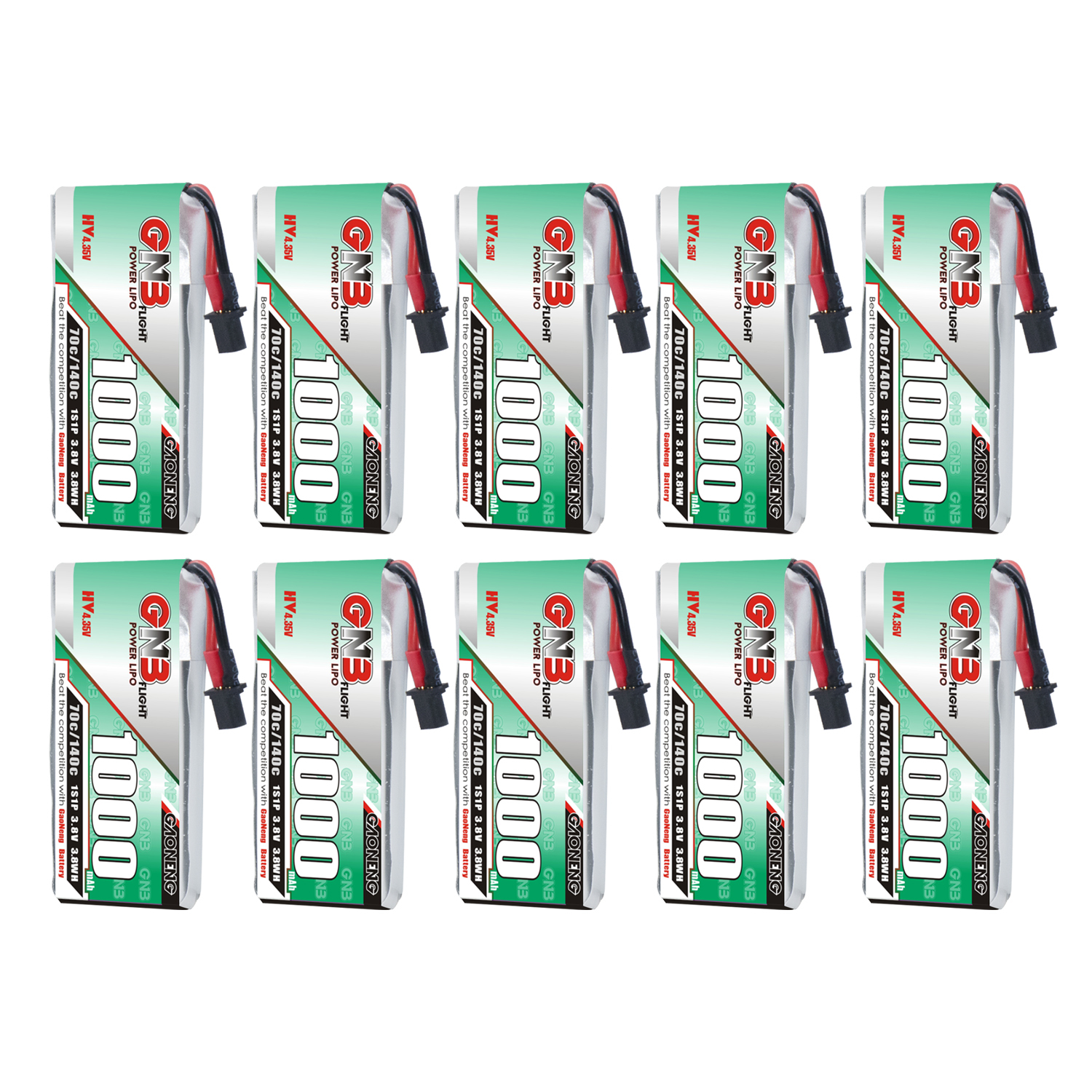 GAONENG GNB LiHV 1S 3.8V 1000mAh 70C A30 Cabled LiPo Battery Long Range