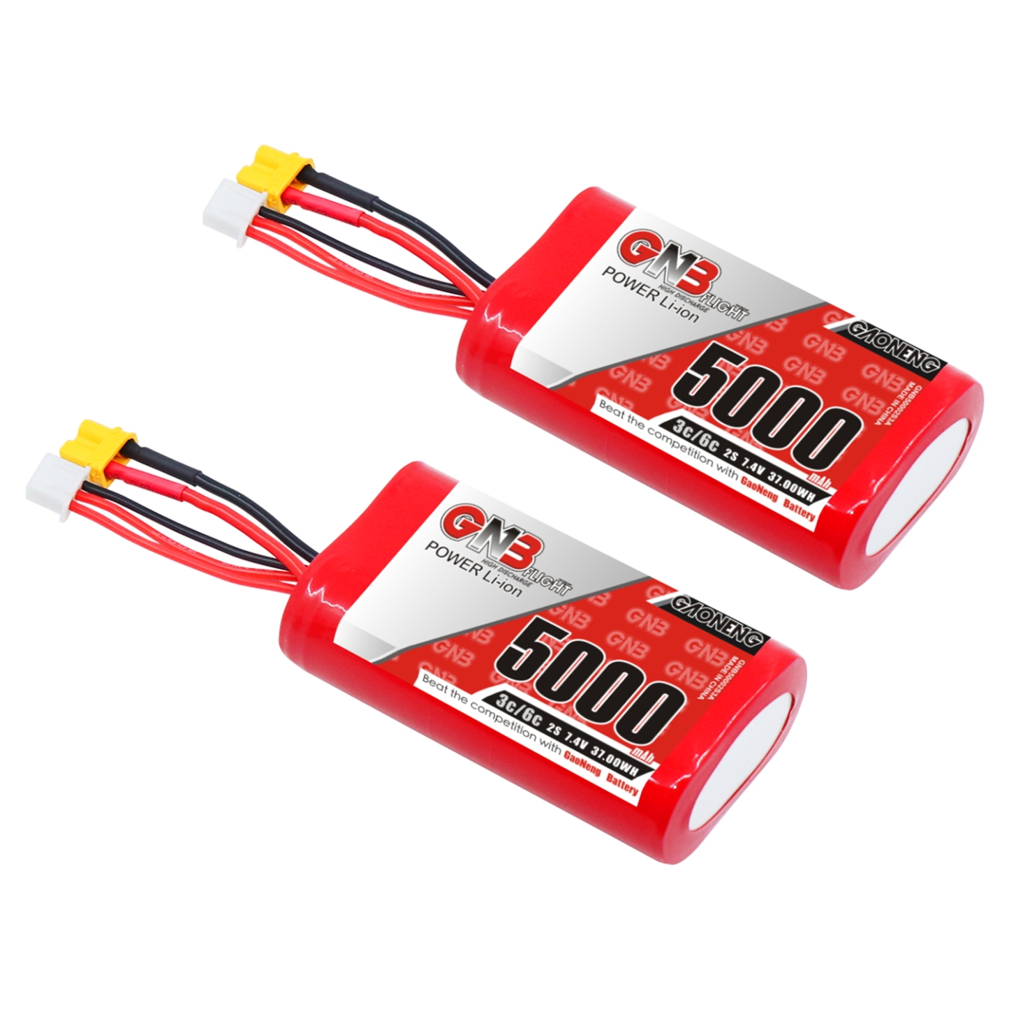 2PCS - GAONENG GNB 2S 7.4V 5000mah 3C LiPo Battery XT30 for Jumper T20 GEMINI
