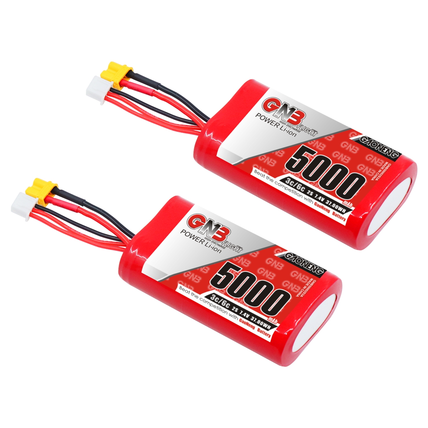 2PCS - GAONENG GNB 2S 7.4V 5000mah 3C LiPo Battery XT30 for Jumper T20 GEMINI