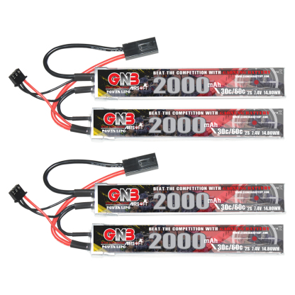 2PCS - GAONENG GNB 2S 7.4V 2000mAh 30C Mini Tamiya 2 Cells LiPo Battery for AirSoft