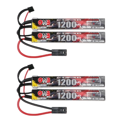2PCS - GAONENG GNB 2S 7.4V 1200mAh 30C Mini Tamiya 2 Cells LiPo Battery for AirSoft