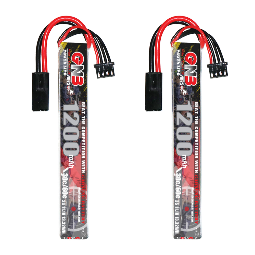 2PCS - GAONENG GNB 3S 11.1V 1200mAh 30C Mini Tamiya LiPo Battery for AirSoft