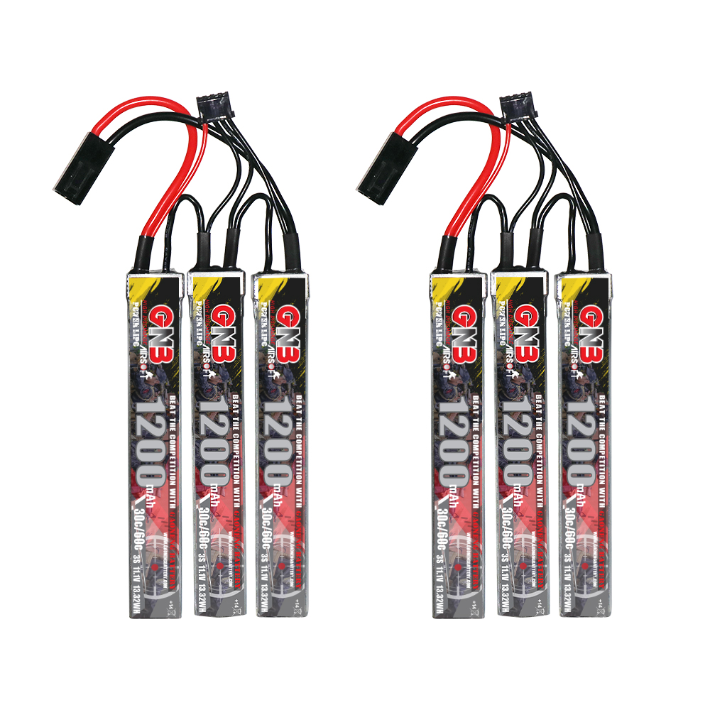 2PCS - GAONENG GNB 3S 11.1V 1200mAh 30C Mini Tamiya 3 Cells LiPo Battery for AirSoft