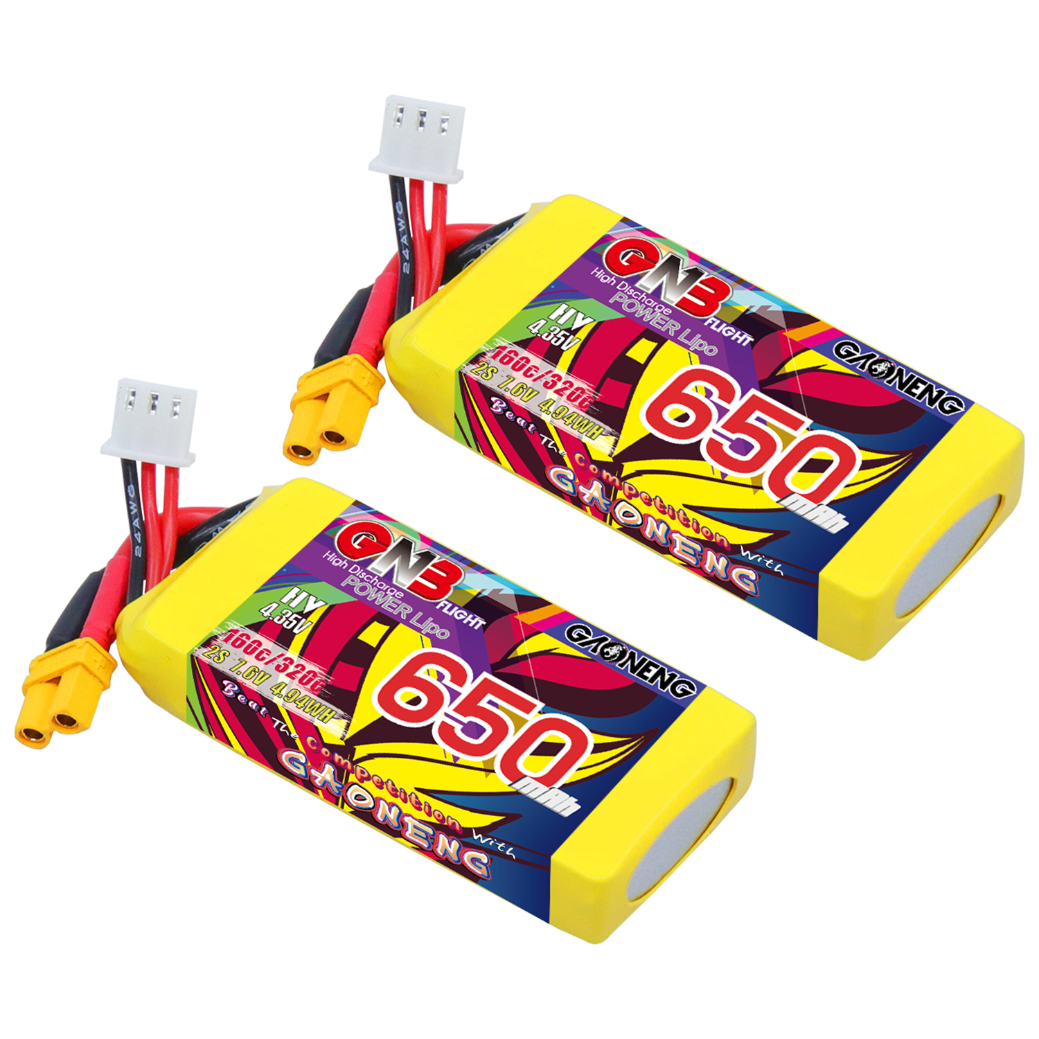 GAONENG GNB LiHV 2S 7.6V 650mAh 160C XT30 LiPo Battery