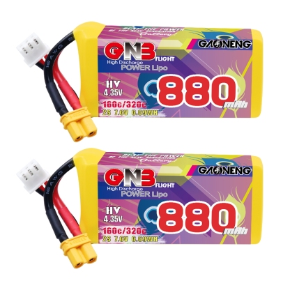 GAONENG GNB LiHV 2S 7.6V 880mah 160C XT30 LiPo Battery