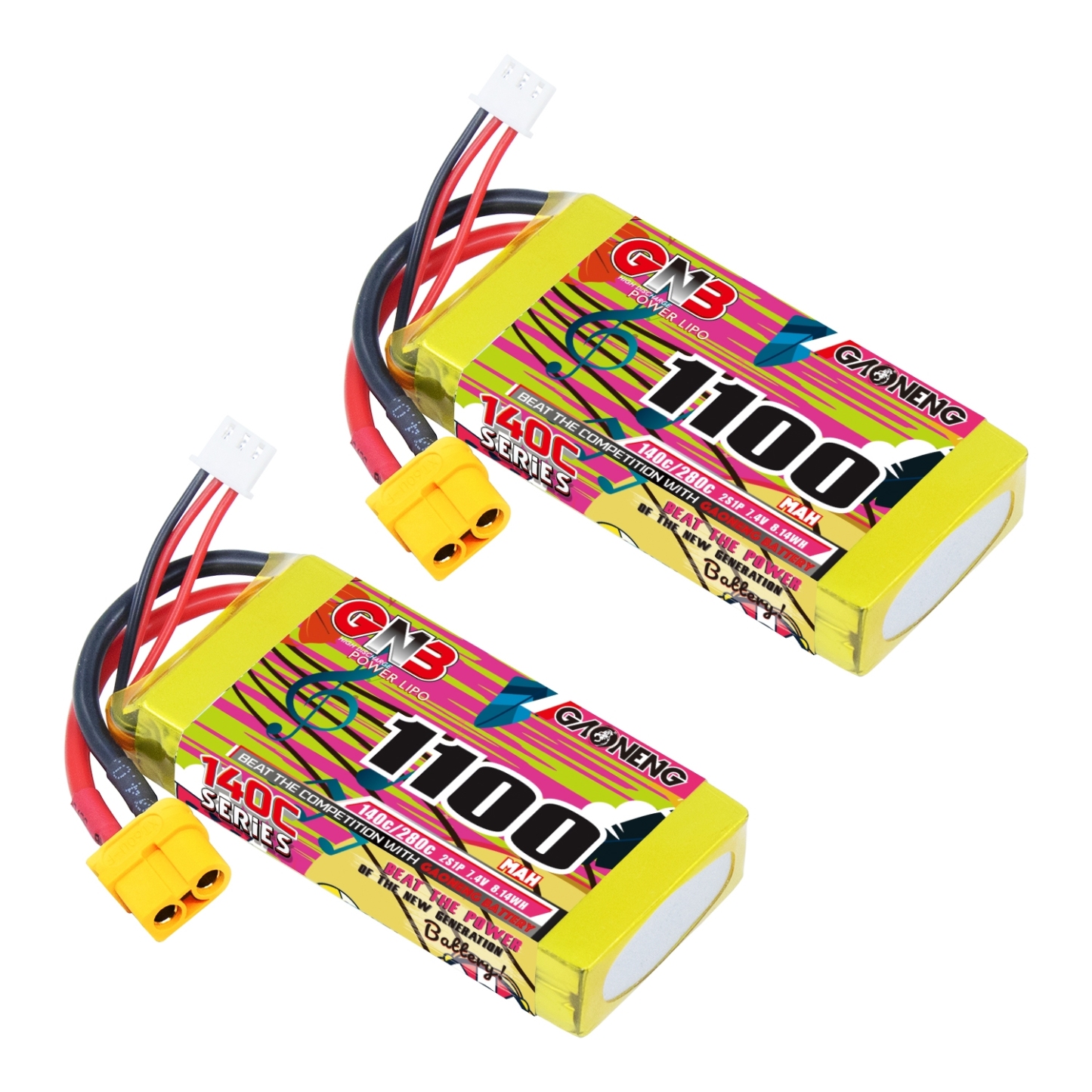 GAONENG GNB 2S 7.4V 1100mAh 140C XT60 LiPo Battery FPV Drone Quad Cars