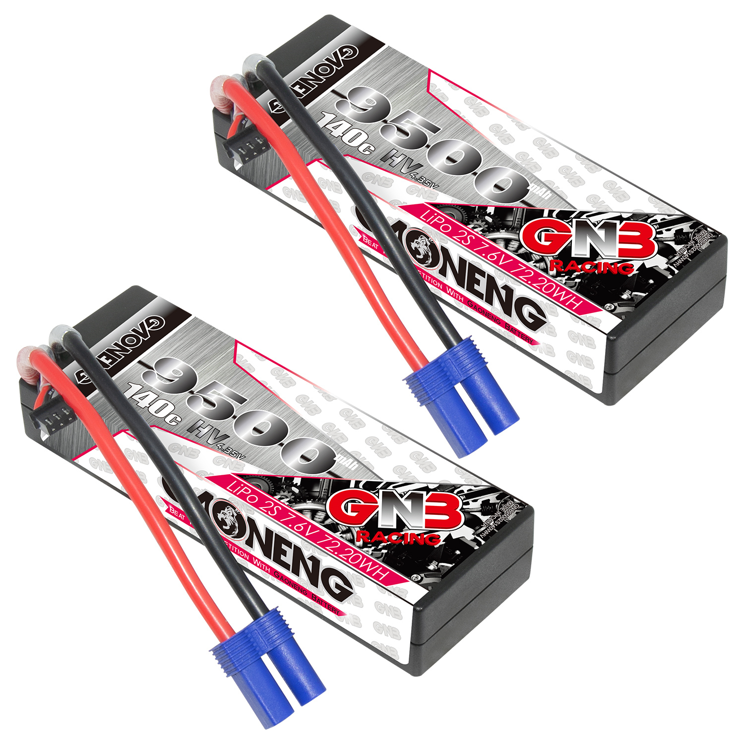 GAONENG GNB LiHV 2S 7.6V 9500mAh 140C Cabled Hard Case LiPo Battery EC5