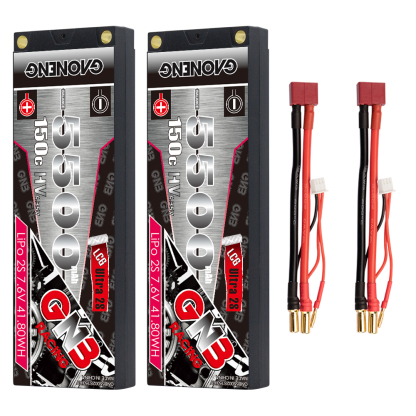 GAONENG GNB LiHV 2S 7.6V 5500mAh 150C LCG Shorty Pack 5mm Bullet Hard Case LiPo Battery