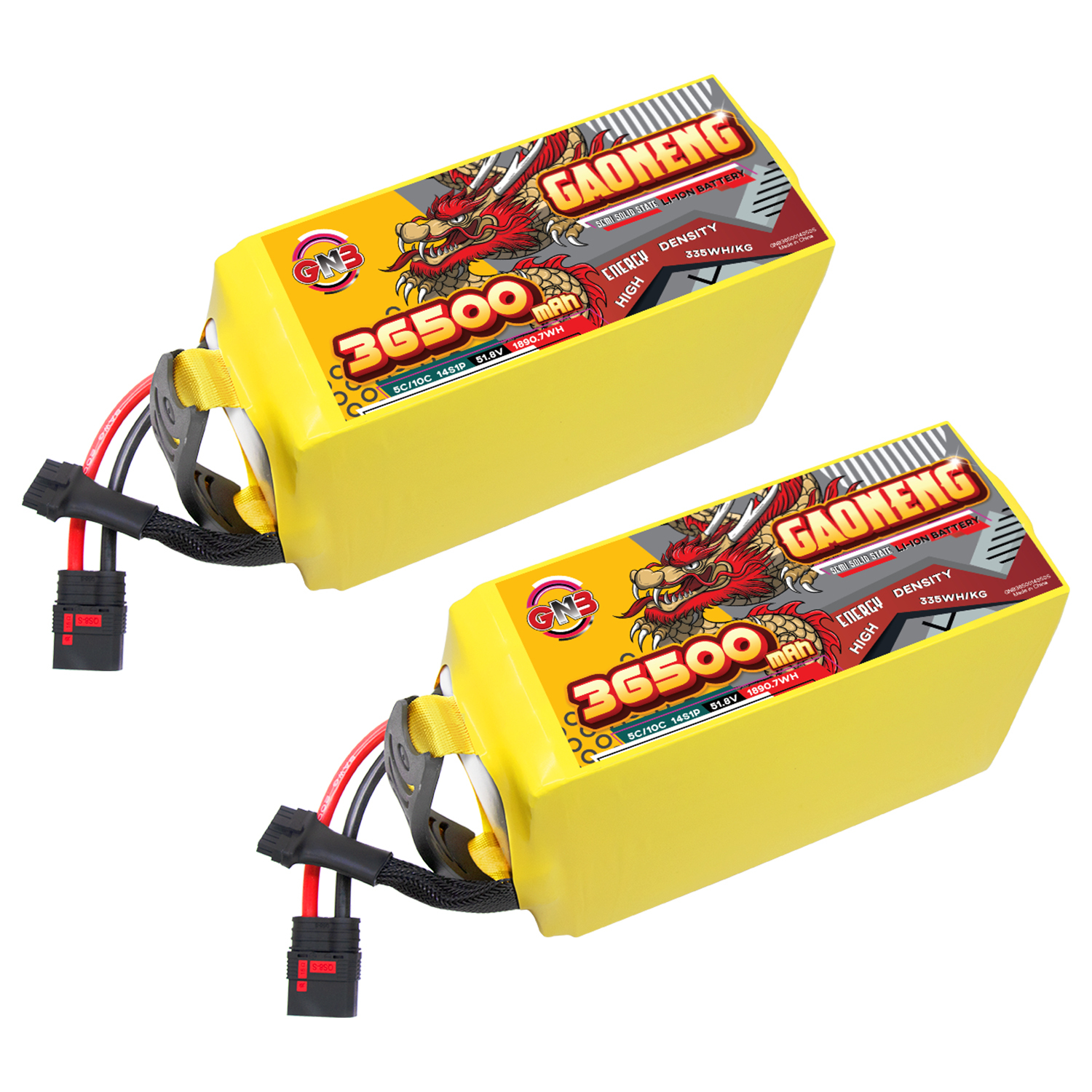 GAONENG GNB 36500mah 14S 51.8V 5C QS8 Semi Solid State Li-ion Battery 335WH/kg