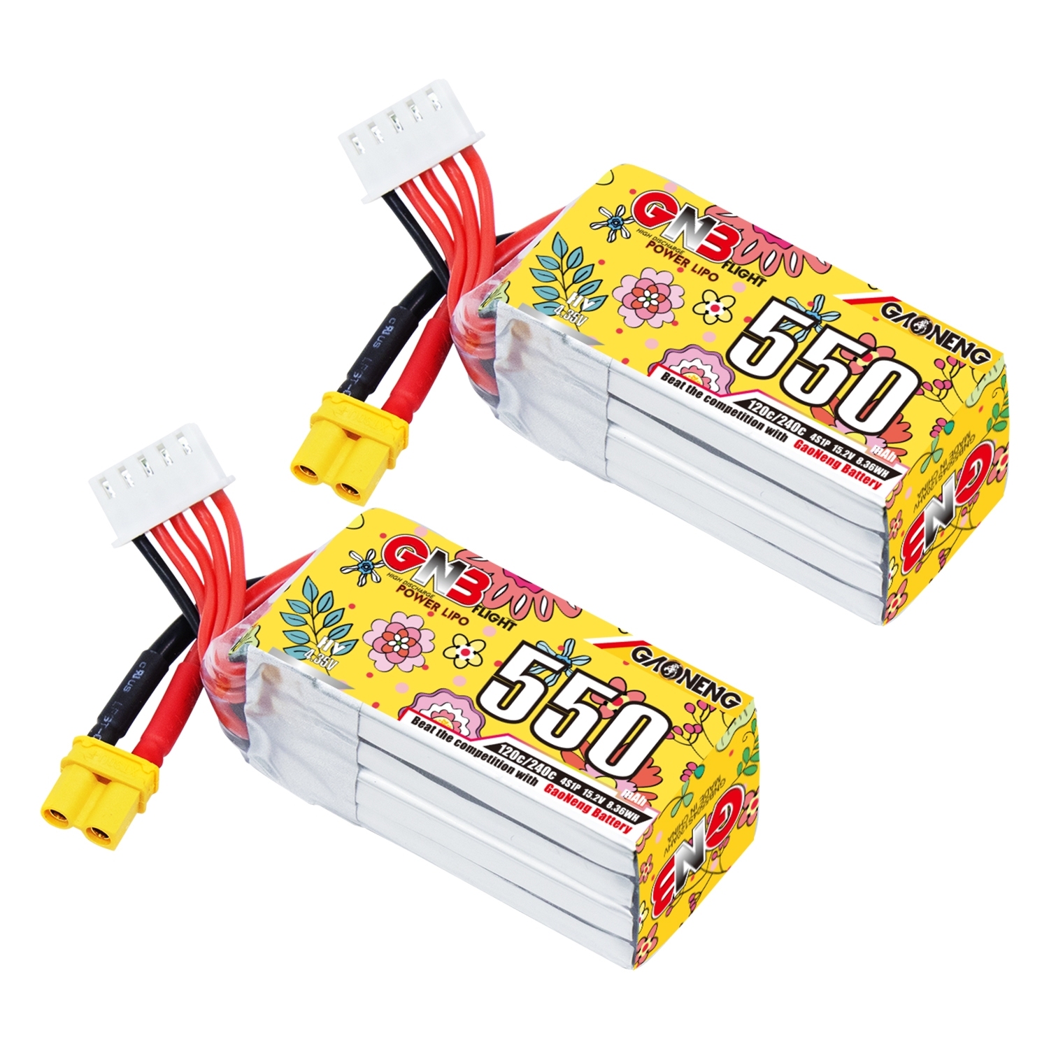 GAONENG GNB LiHV 4S 15.2V 550mAh 120C XT30 LiPo Battery for FPV Drone Quads