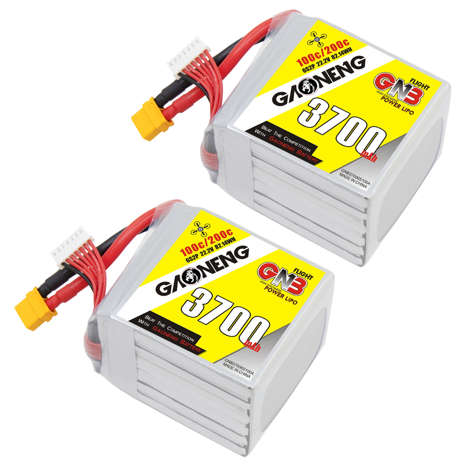 GAONENG GNB 6S2P 22.2V 3700mAh 100C LiPo Battery XT60