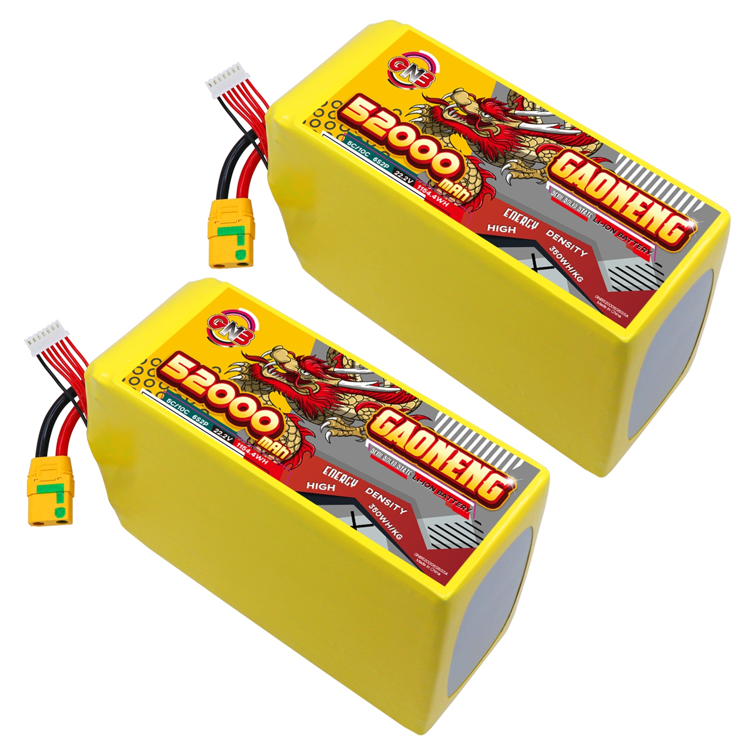 GAONENG GNB 52000mah 6S 22.2V 5C XT90S Semi Solid State Li-ion Battery 350WH/kg