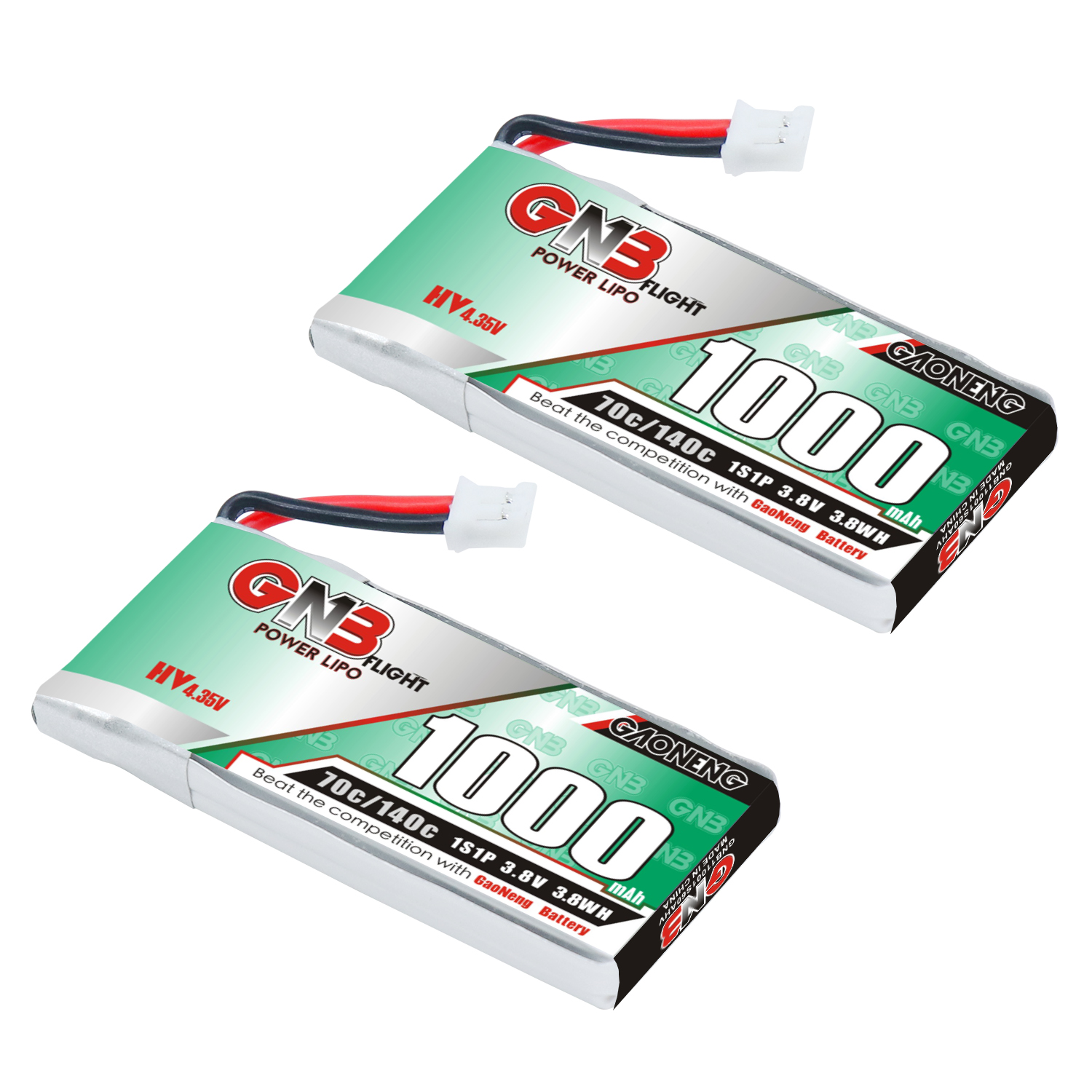 GAONENG GNB LiHV 1S 3.8V 1000mAh 70C PH2.0 Cabled LiPo Battery Long Range