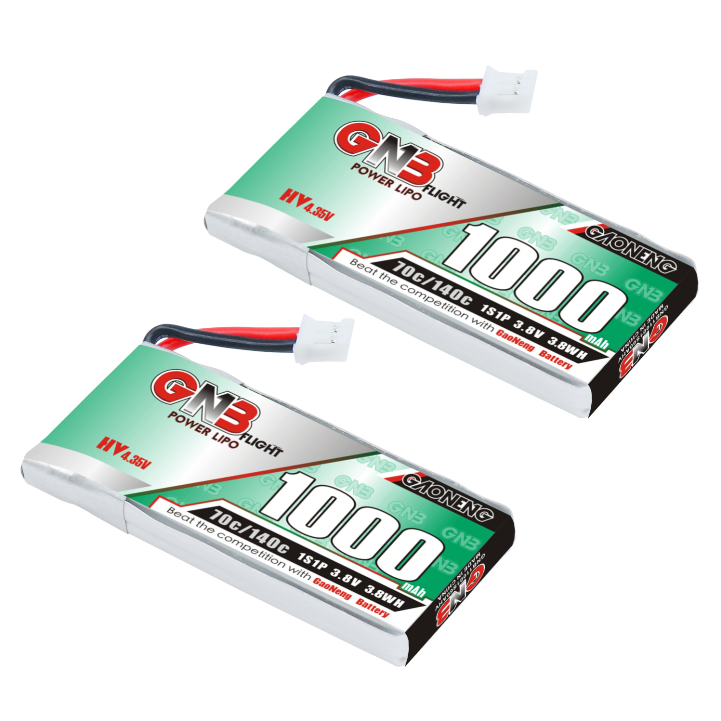 GAONENG GNB LiHV 1S 3.8V 1000mAh 70C PH2.0 Cabled LiPo Battery Long Range