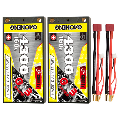 GAONENG GNB 2S 7.4V 4300mAh 160C LCG Shorty 5mm Bullet Hard Case LiPo Battery