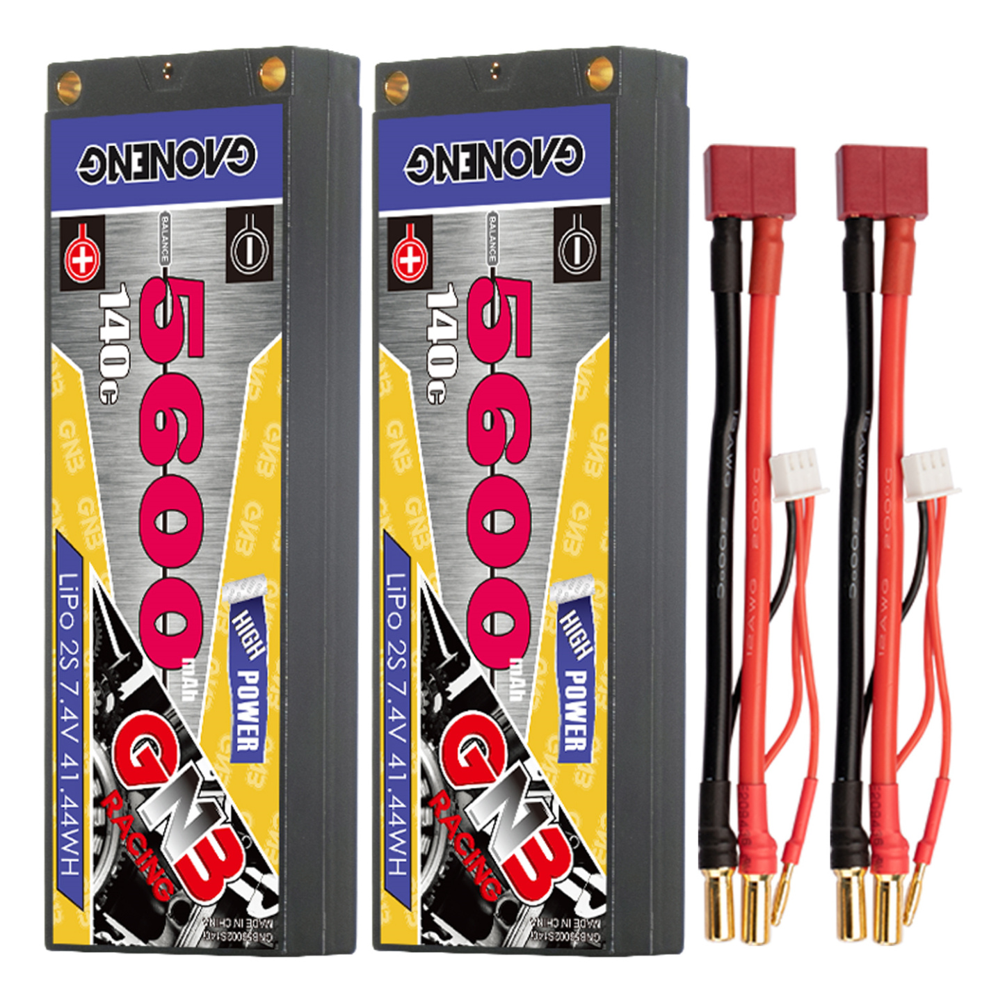 GAONENG GNB 2S 7.4V 5600mAh 140C LCG 5mm Bullet Hard Case LiPo Battery