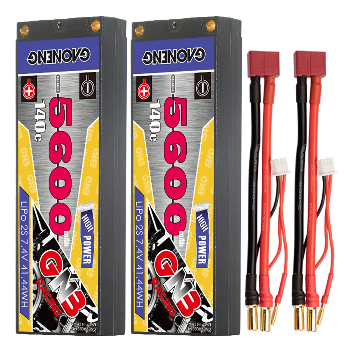 GAONENG GNB 2S 7.4V 5600mAh 140C LCG 5mm Bullet Hard Case LiPo Battery