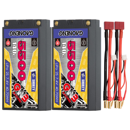 GAONENG GNB 2S 7.4V 5500mAh 140C Shorty Pack 5mm Bullet Hard Case LiPo Battery