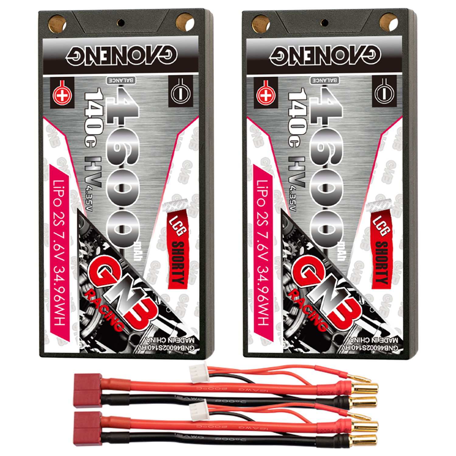 GAONENG GNB LiHV 2S 7.6V 4600mAh 140C LCG Shorty 5mm Bullet Hard Case LiPo Battery (ROAR Approved)