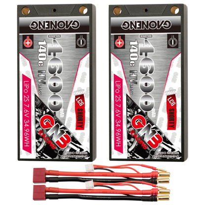 GAONENG GNB LiHV 2S 7.6V 4600mAh 140C LCG Shorty 5mm Bullet Hard Case LiPo Battery (ROAR Approved)