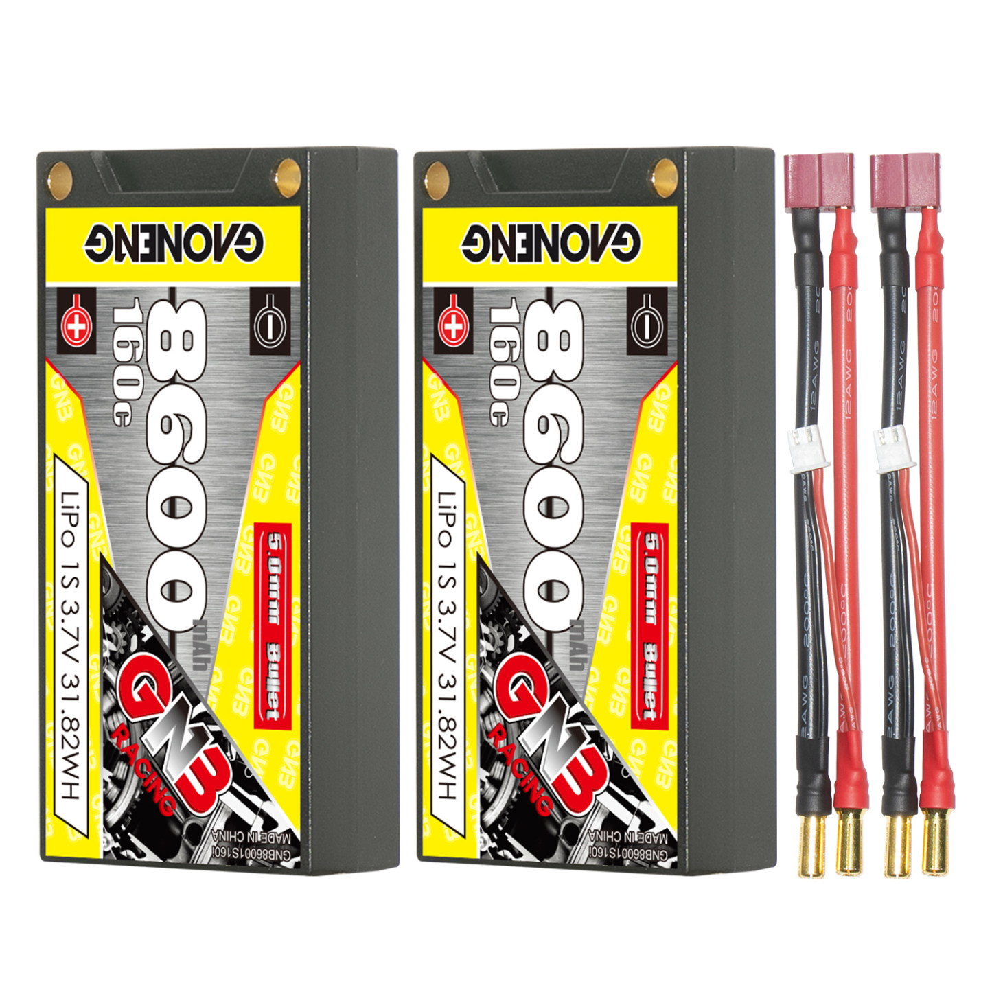 GAONENG GNB 1S 3.7V 8600mAh 160C 5mm Bullet Hard Case LiPo Battery