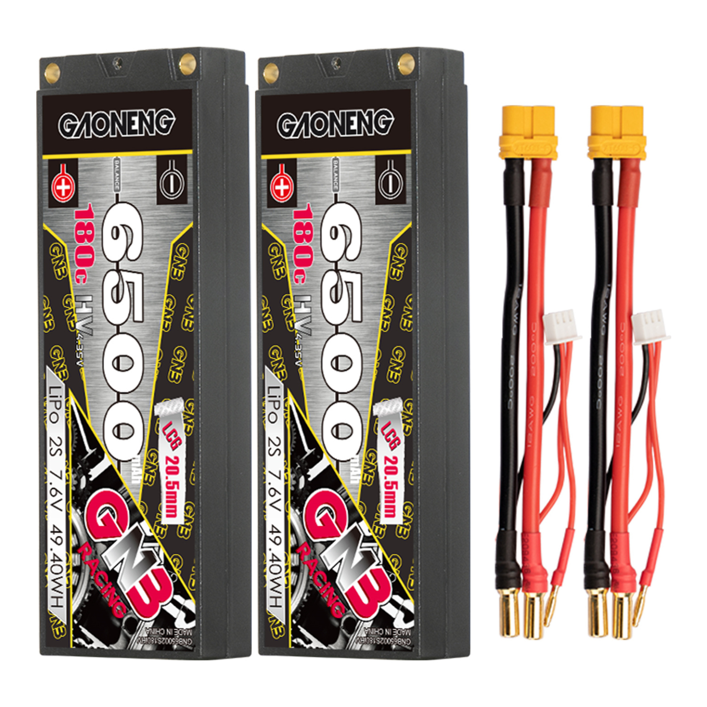 GAONENG GNB 2S 7.6V 6500mAh 180C  5mm Bullet Hard Case LiPo Battery LCG