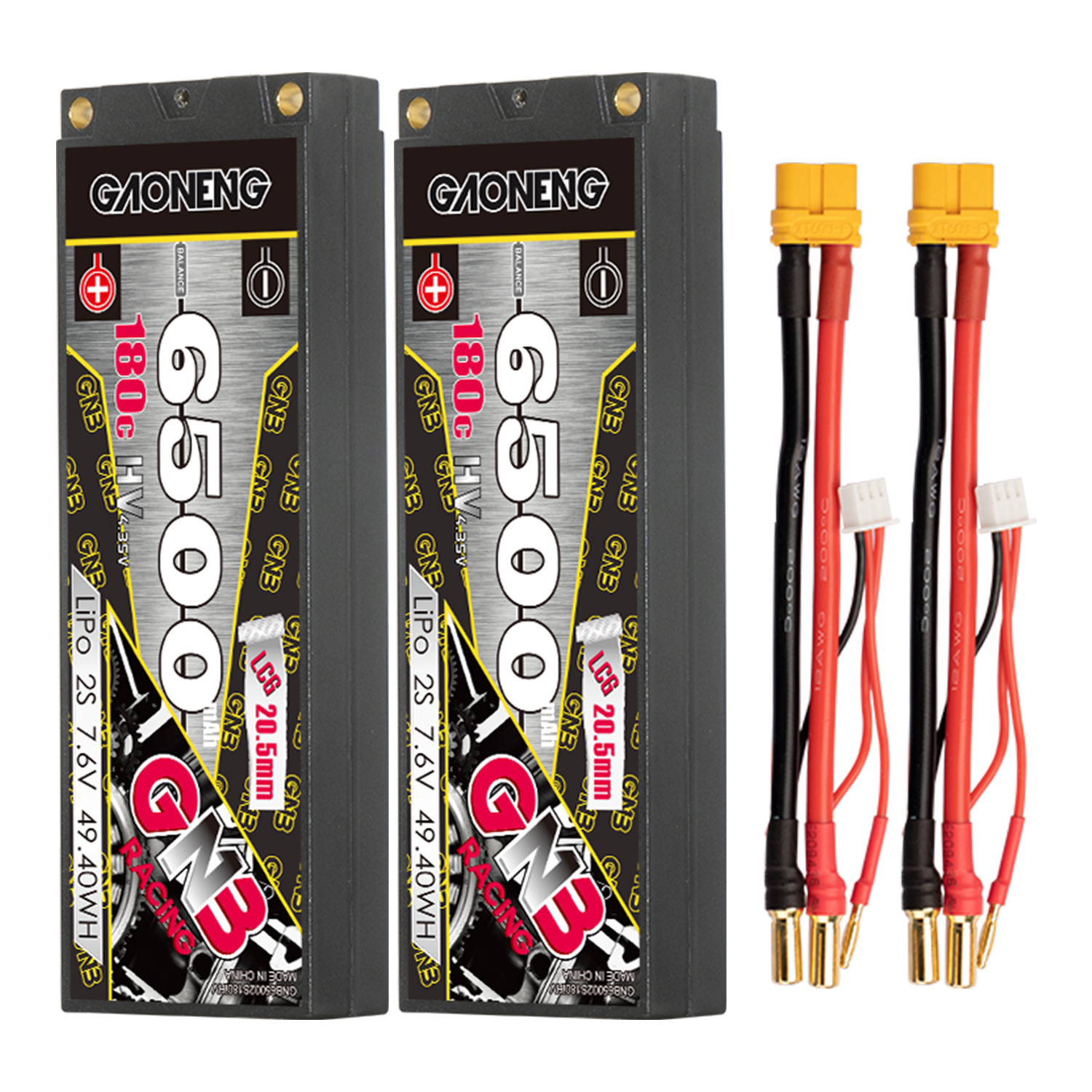 GAONENG GNB 2S 7.6V 6500mAh 180C  5mm Bullet Hard Case LiPo Battery LCG